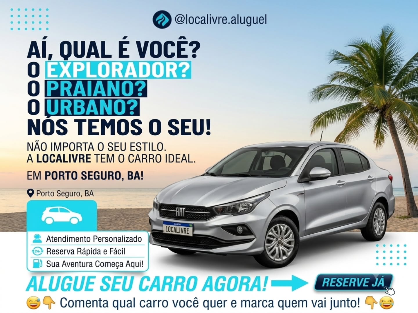 🚗✨ Qual é o seu estilo de viagem?
🌴 Explorador das praias? 🏙